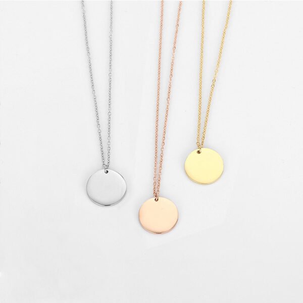 14K Gold Plated Stainless Steel Round Charm Choker Custom Name Necklace for Women