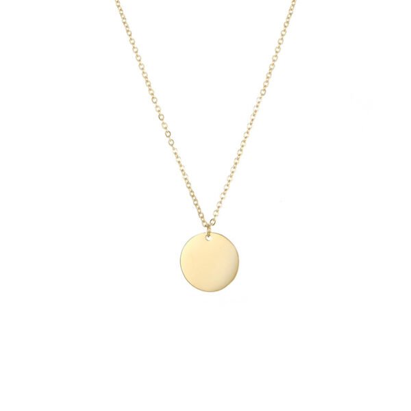 14K Gold Plated Stainless Steel Round Charm Choker Custom Name Necklace for Women - Image 4