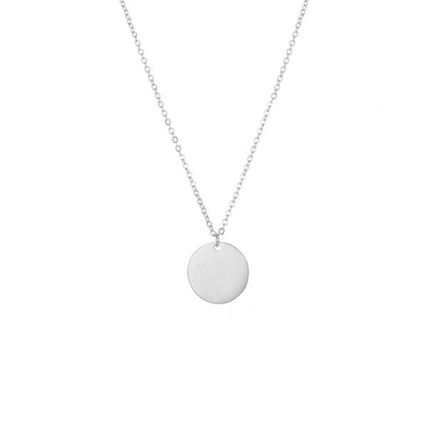 14K Gold Plated Stainless Steel Round Charm Choker Custom Name Necklace for Women - Image 5