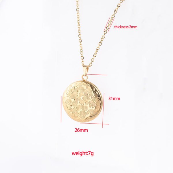 Mirror Polished Stainless Steel Flowers Gold Locket Necklace With Picture for DIY - Image 2
