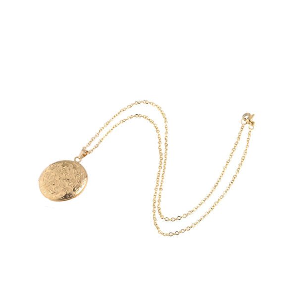 Mirror Polished Stainless Steel Flowers Gold Locket Necklace With Picture for DIY - Image 4