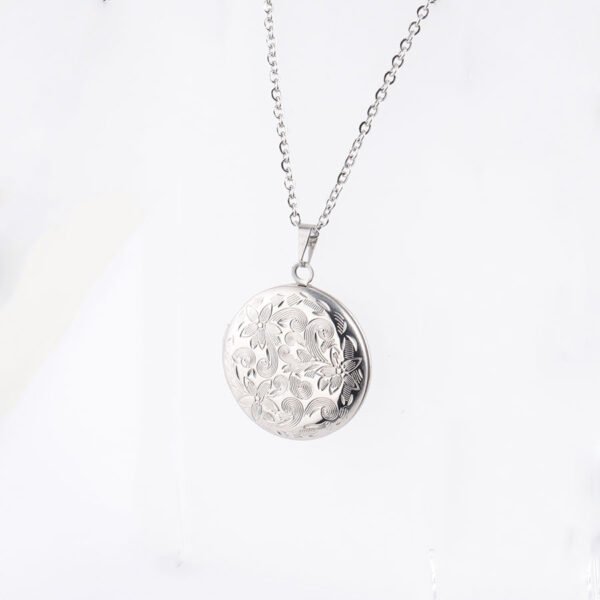 Mirror Polished Stainless Steel Flowers Gold Locket Necklace With Picture for DIY - Image 5