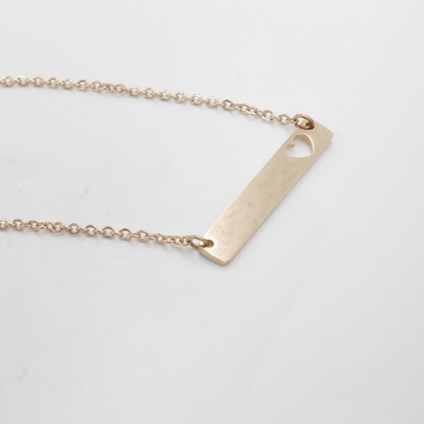 18" Chain Stainless Steel Necklace With Bar Pendant Mirror Polished 35*6mm Girlfriend DIY Personalized Hollow Heart Blank Necklace - Image 5