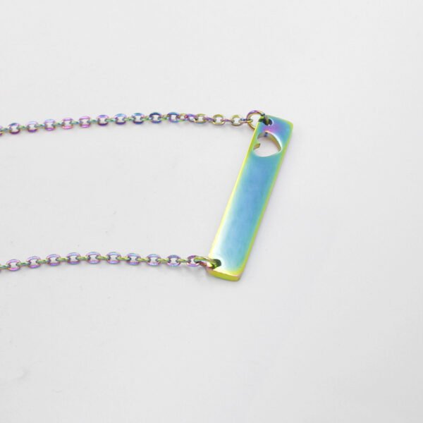18" Chain Stainless Steel Necklace With Bar Pendant Mirror Polished 35*6mm Girlfriend DIY Personalized Hollow Heart Blank Necklace - Image 6