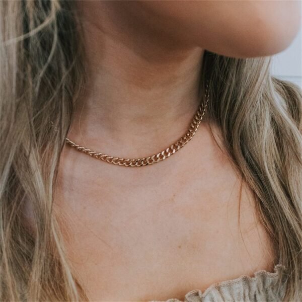 Hot New Product Cuban Link Necklace Stainless Steel Men Women Personalize Gold Necklace - صورة 2