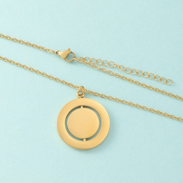 Newest Design Blank Stamp Necklace Rotational Round Custom Jewelry Stainless Steel Necklace for Women - Image 4
