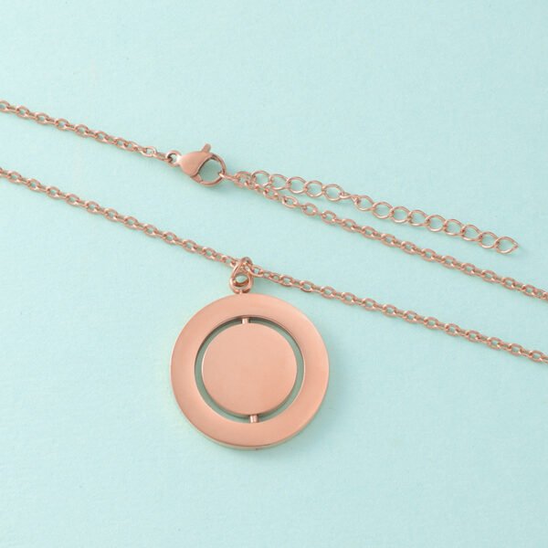 Newest Design Blank Stamp Necklace Rotational Round Custom Jewelry Stainless Steel Necklace for Women - Image 5