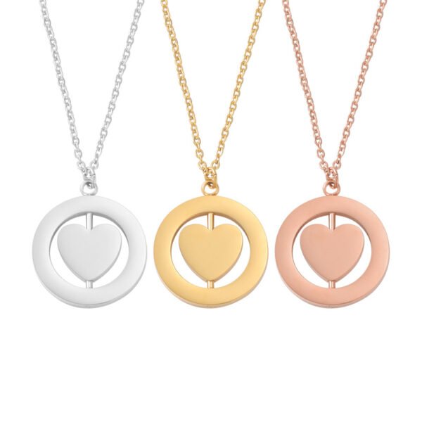 Unique Design Gold Necklace Remote Dainty Heart Stainless Steel Women Babygirl Engraved Necklace