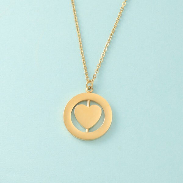 Unique Design Gold Necklace Remote Dainty Heart Stainless Steel Women Babygirl Engraved Necklace - صورة 2