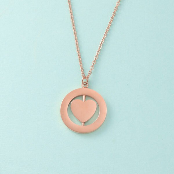 Unique Design Gold Necklace Remote Dainty Heart Stainless Steel Women Babygirl Engraved Necklace - صورة 5