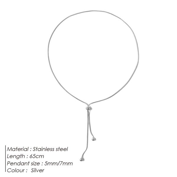 2023 New Design Long Necklace Stainless Steel Bolo Snake Chain Sweater Adjustable Necklace - Image 5