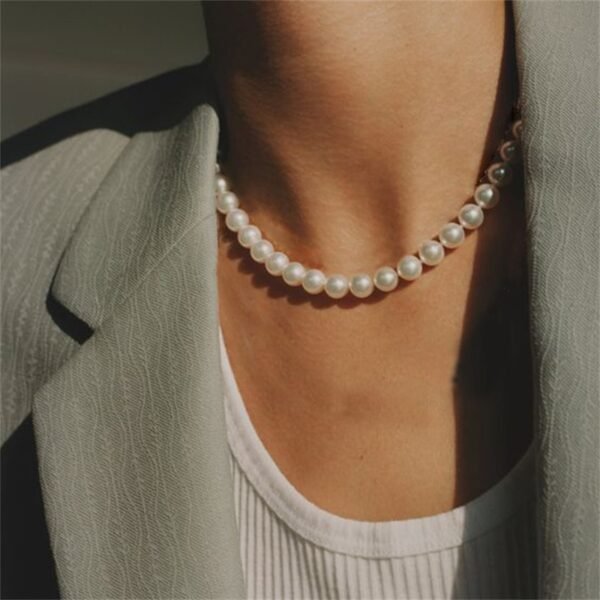 High Quality Fashion Pearl Necklace Pearl Women Gift 14k Gold Plated New Wholesales Choker Necklace - صورة 4