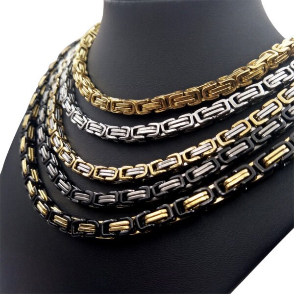 New Trend Vintage Stylstainless Steelel Necklace Byzantine Chain Men's Jewelry 18K Gold Plated Opp Bag Environmental Friendly