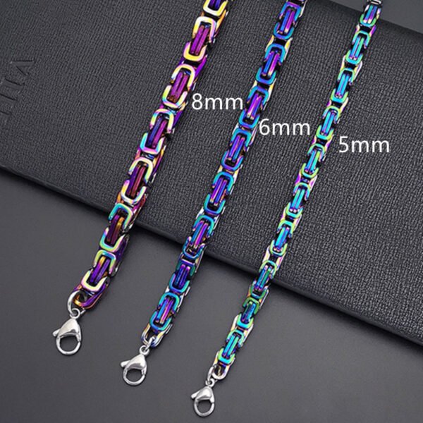 New Trend Vintage Stylstainless Steelel Necklace Byzantine Chain Men's Jewelry 18K Gold Plated Opp Bag Environmental Friendly - صورة 2