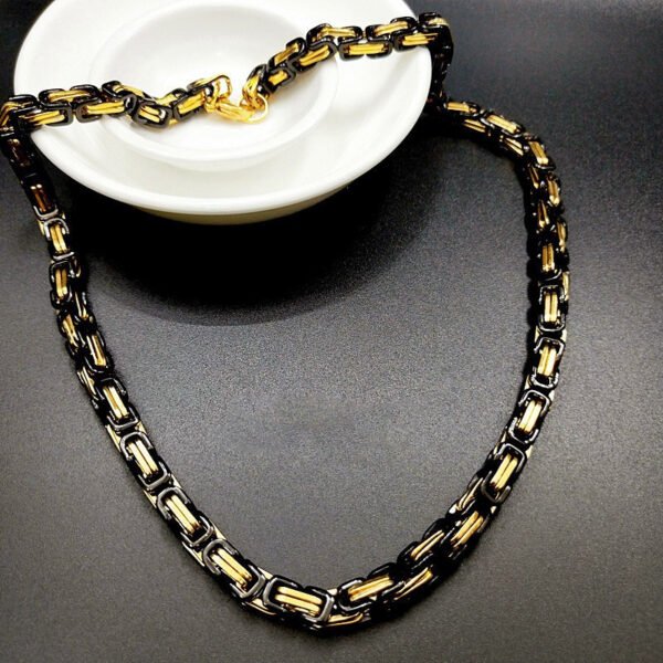 New Trend Vintage Stylstainless Steelel Necklace Byzantine Chain Men's Jewelry 18K Gold Plated Opp Bag Environmental Friendly - صورة 5