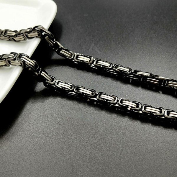 New Trend Vintage Stylstainless Steelel Necklace Byzantine Chain Men's Jewelry 18K Gold Plated Opp Bag Environmental Friendly - صورة 6