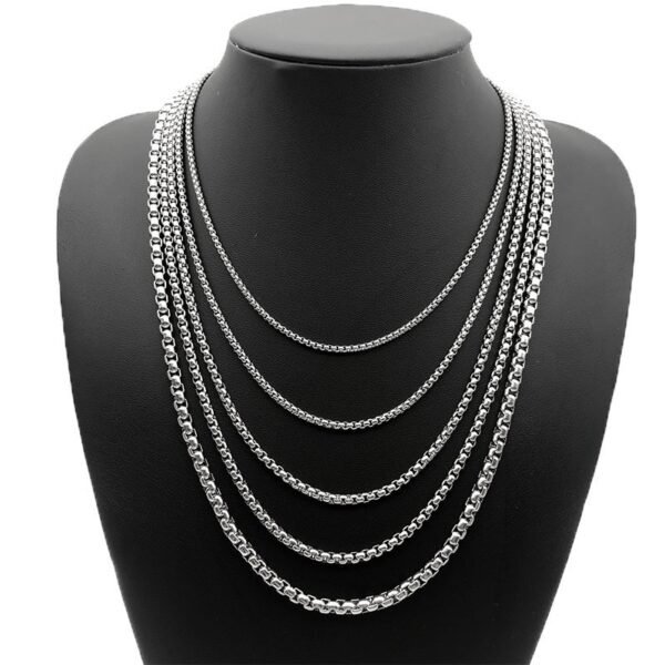 2023 Hot Style Stainless Steel Silver Box Chain Personalize Dainty Mens Long Necklace With Best Quality