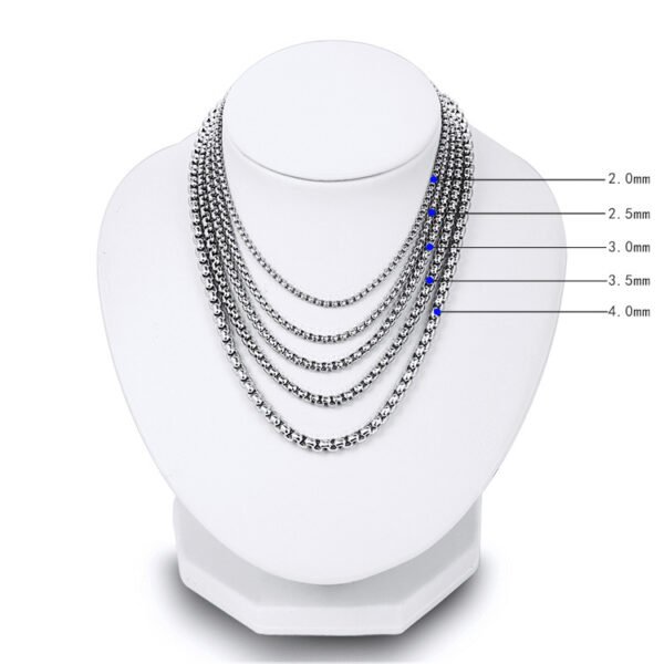 2023 Hot Style Stainless Steel Silver Box Chain Personalize Dainty Mens Long Necklace With Best Quality - Image 6