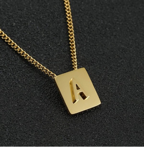 Popular Stainless Steel Gold Initial Necklace 18k Gold Plated Chokers Letters Alphabet Pendant Necklaces for Women - صورة 4