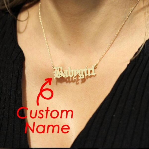 Trendy Personalised Custom 14k Gold Plated Stainless Steel Name Necklace for Women