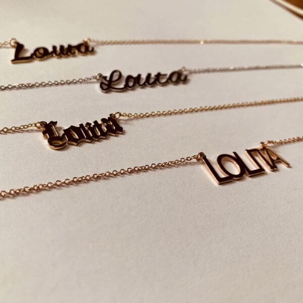 Trendy Personalised Custom 14k Gold Plated Stainless Steel Name Necklace for Women - Imagen 3
