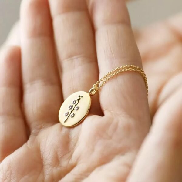 New in 2022 Stainless Steel Vintage Custom 12 Months Vintage Chain Pendant Birth Flower Necklace - Imagen 4