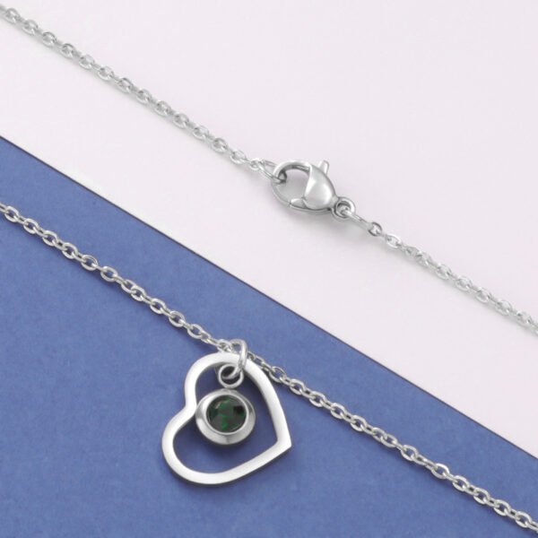 Customized Stainless Steel Personalized 18k Gold Chain Birthstone Pendant Heart Necklace - Image 3