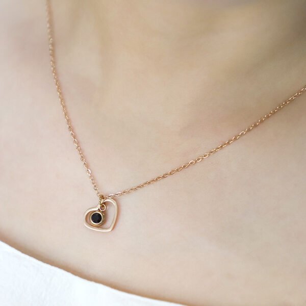 Customized Stainless Steel Personalized 18k Gold Chain Birthstone Pendant Heart Necklace - Image 5