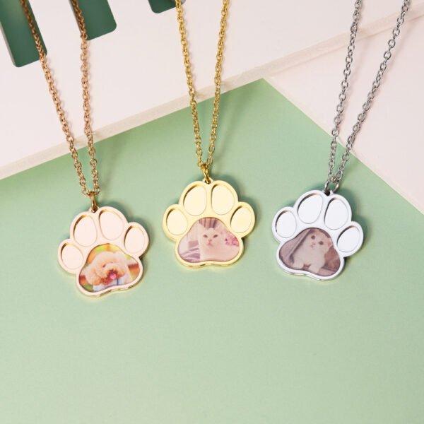 Customized Stainless Steel Custom Necklace Animal Photo Dog Paw Pendant Necklace With Factory Hot Sale - Image 2