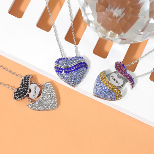 2022 New Design Luxury Stainless Steel Custom Name Girl's Gift Hide Split Heart Necklace With Custom Design