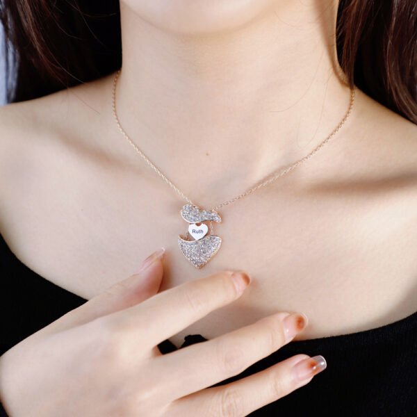 2022 New Design Luxury Stainless Steel Custom Name Girl's Gift Hide Split Heart Necklace With Custom Design - Imagen 6
