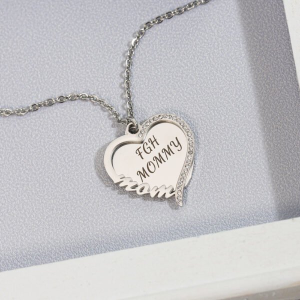 New Product Ideas Stainless Steel Double Custom Heart Necklace Engrave Mother's Birthday Gift Heart Necklace With High Popularity