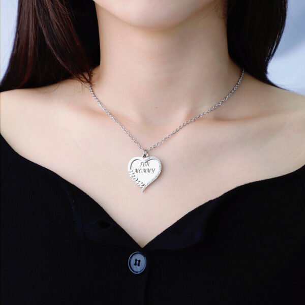 New Product Ideas Stainless Steel Double Custom Heart Necklace Engrave Mother's Birthday Gift Heart Necklace With High Popularity - Image 3