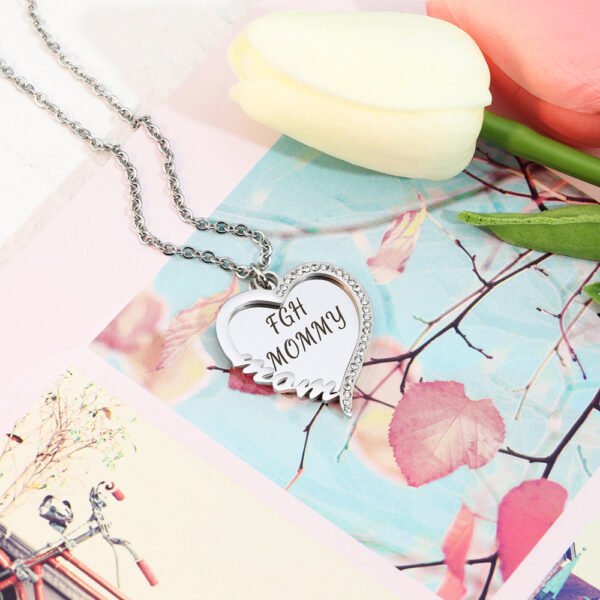 New Product Ideas Stainless Steel Double Custom Heart Necklace Engrave Mother's Birthday Gift Heart Necklace With High Popularity - Image 5