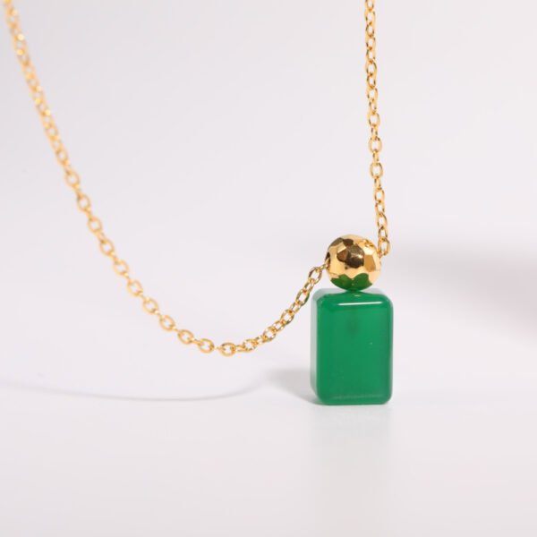 New Design Premium Green Stone Perfume Bottle Necklace Stainless Steel Chain African Necklace With New Currents
