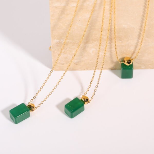 New Design Premium Green Stone Perfume Bottle Necklace Stainless Steel Chain African Necklace With New Currents - Image 3