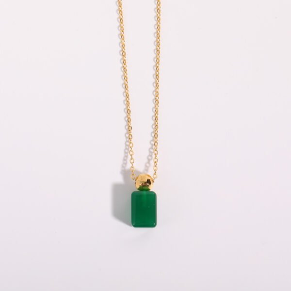 New Design Premium Green Stone Perfume Bottle Necklace Stainless Steel Chain African Necklace With New Currents - Image 4