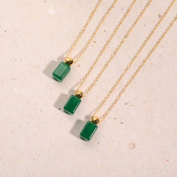 New Design Premium Green Stone Perfume Bottle Necklace Stainless Steel Chain African Necklace With New Currents - Image 6
