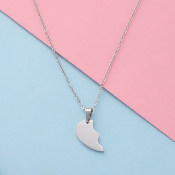 Valentine's Day Gift Mirror Polished 18K Gold Plated Women Stainless Steel Couples Heart Necklace - صورة 3