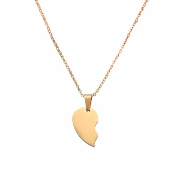 Valentine's Day Gift Mirror Polished 18K Gold Plated Women Stainless Steel Couples Heart Necklace - صورة 6