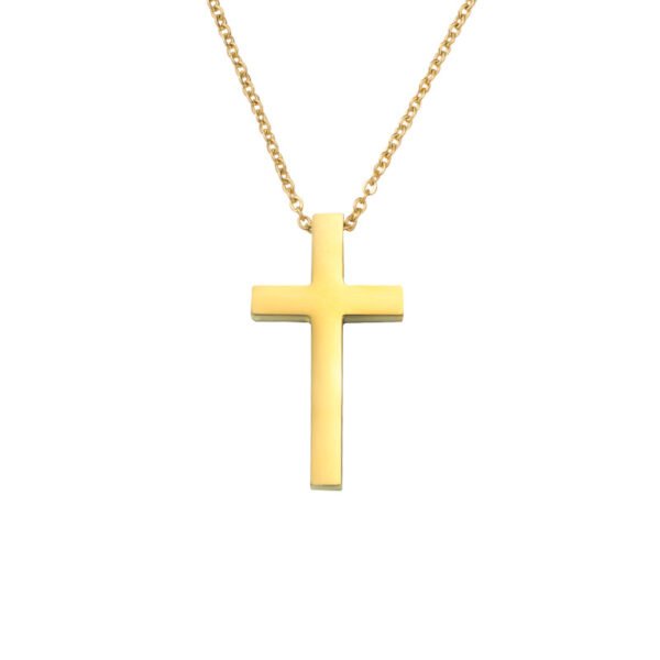 High Quality 18K Gold Plated Stainless Steel Personalize Custom Cross Necklace - Image 3