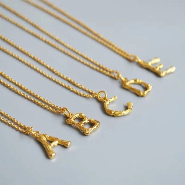 Wholesales Stainless Steel Luxury Initial Pendants Necklace for Women  Bamboo Veins Gold Plated Hip Hop