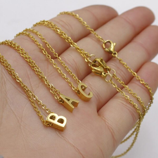 Gold Color Stainless Steel Women Girl Gift Custom Made Alphabet Pendant Letter For Necklace - صورة 6