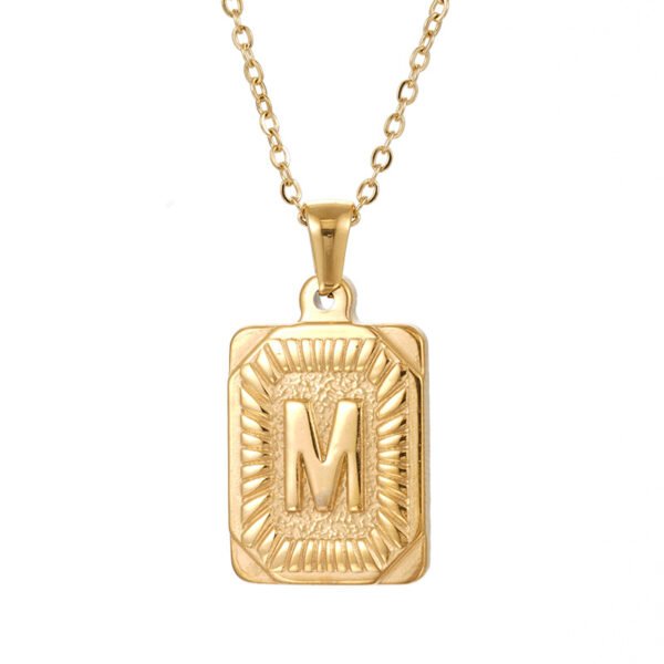 20*16mm Stainless Steel Gold Necklace With Letter Pendant for Women Men