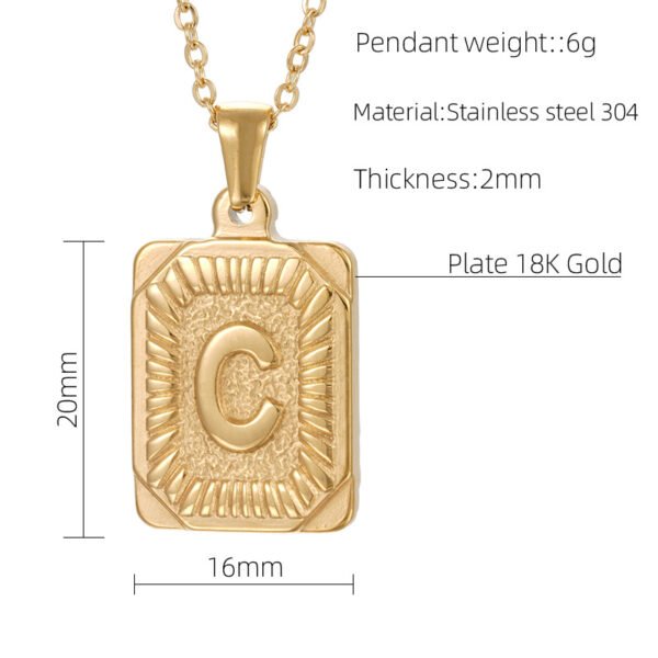 20*16mm Stainless Steel Gold Necklace With Letter Pendant for Women Men - Image 2