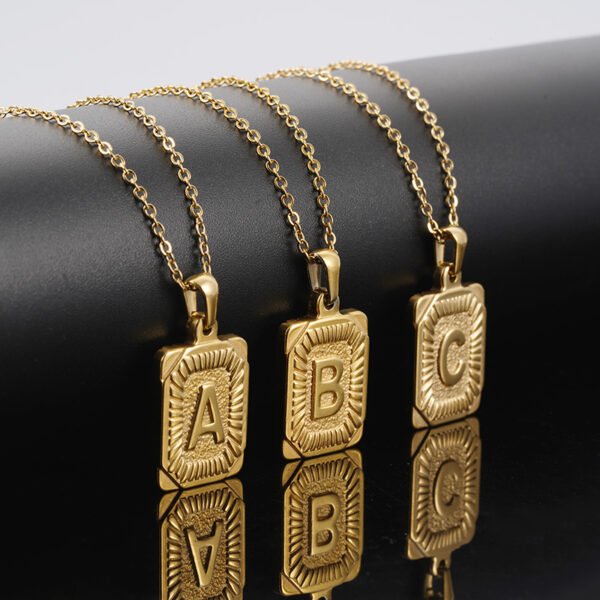 20*16mm Stainless Steel Gold Necklace With Letter Pendant for Women Men - Image 5
