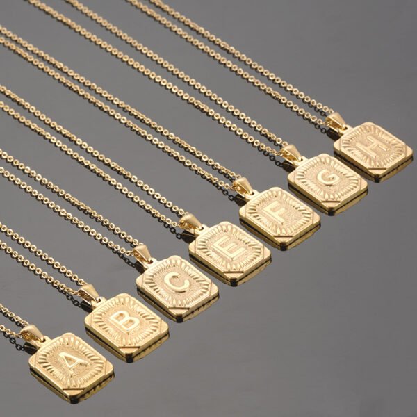 20*16mm Stainless Steel Gold Necklace With Letter Pendant for Women Men - Image 6