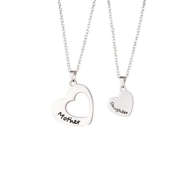 Mother Daughter's Stainless Steel Jewelry Heart Pendant Necklaces Set for Family