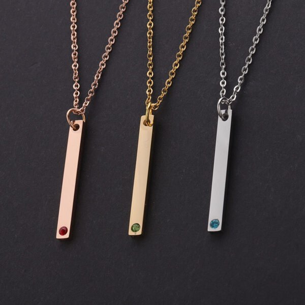 12 Birthstone Rhinestones Stainless Steel Logo Custom Necklace Pendant  for Women