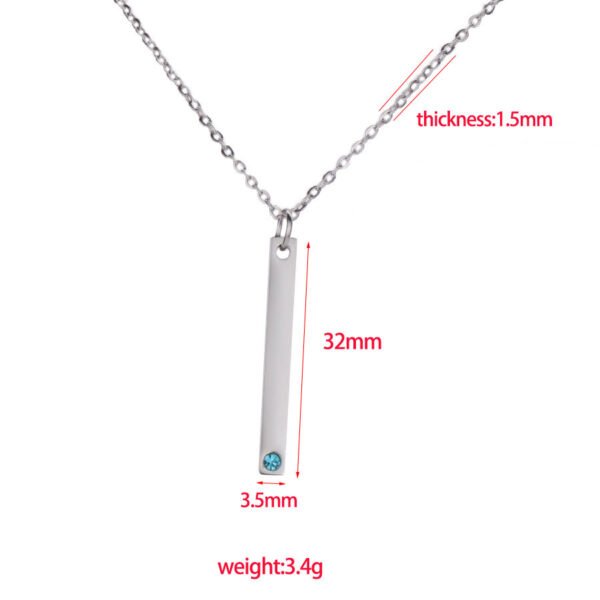 12 Birthstone Rhinestones Stainless Steel Logo Custom Necklace Pendant  for Women - Image 2